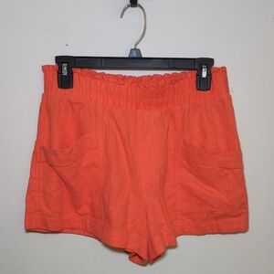 A New Day Orange Linen-Blend Shorts High Rise 3" Inseam Women's Size S